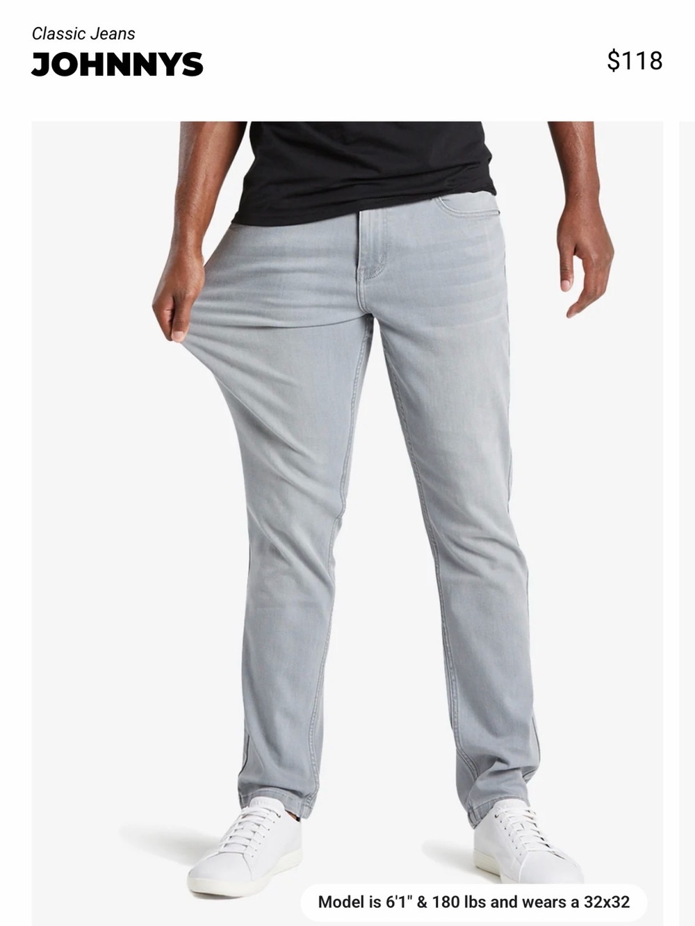MUGSY Johnny’s Men's Slim Jeans Gray Waist 34